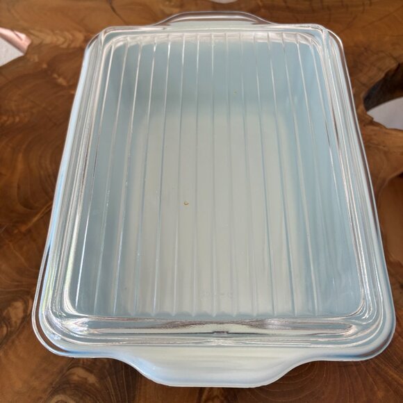 RARE VTG Pyrex Snowflake Blue Snowflake Garland Refrigerator Dish 1 1/2 QT MCM - Picture 8 of 11